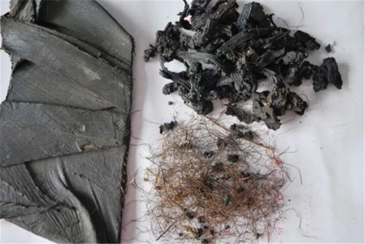 Tire shredder rubber granule crushing effect showcase