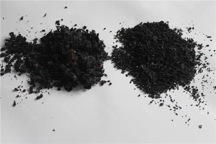 Tire shredder rubber granule crushing effect showcase