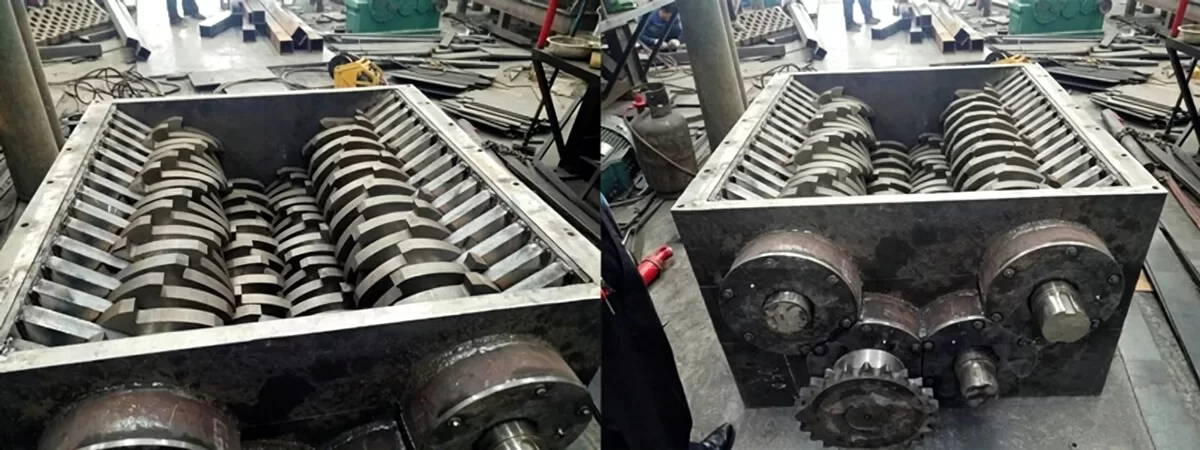 Four shaft shredder gearbox structure