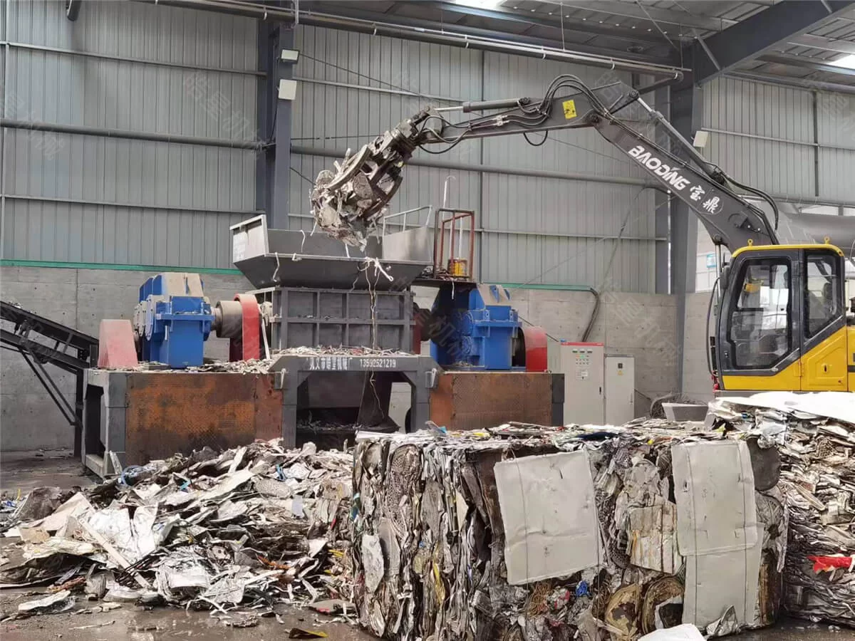 Baled Light Scrap Shredding Test with a Twin Shaft Shredder