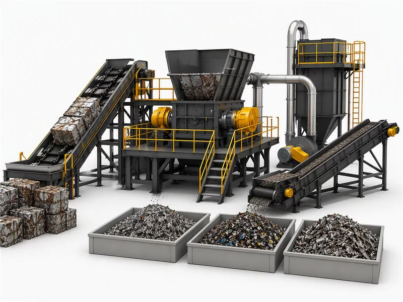 Baled Scrap Shredding Line layout